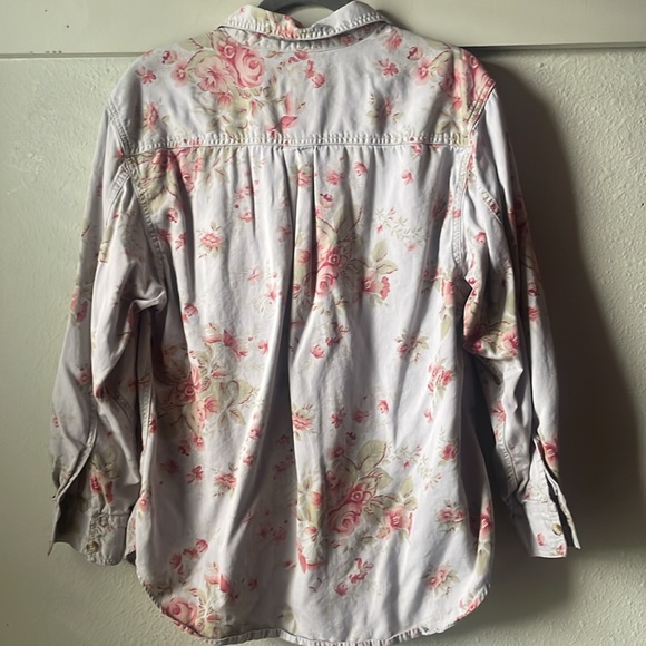 Vintage Route 66 100% cotton floral printed long sleeve button down - Picture 5 of 6